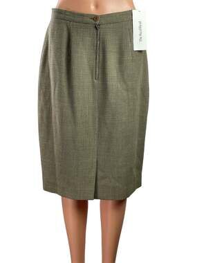 NEW Giorgio Armani Women's Gray Tweed Pleated Slit Pencil Midi Skirt Size 10